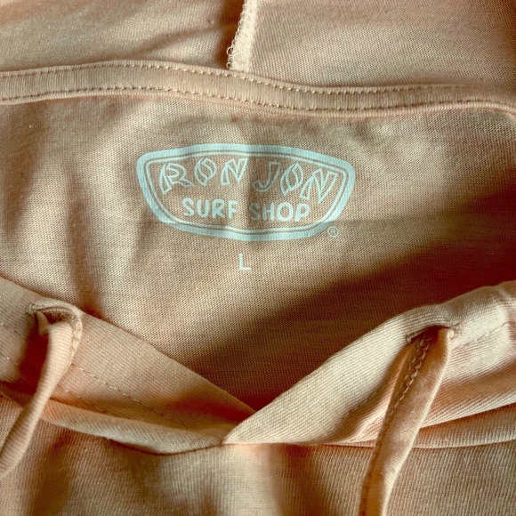 NEW Ladies Ron Jon Surf Shop Cropped Hoodie Melon and Blue Large - Picture 6 of 8